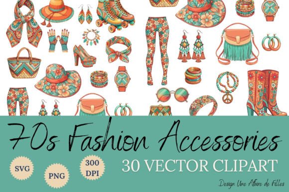Download 70s Fashion Accessories - 30 VECTORS - Vector Collection