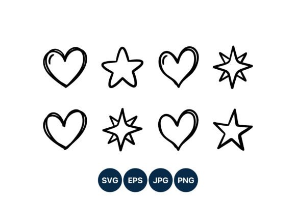 Download Hand Drawn Hearts and Stars Vector Set - Vector Collection